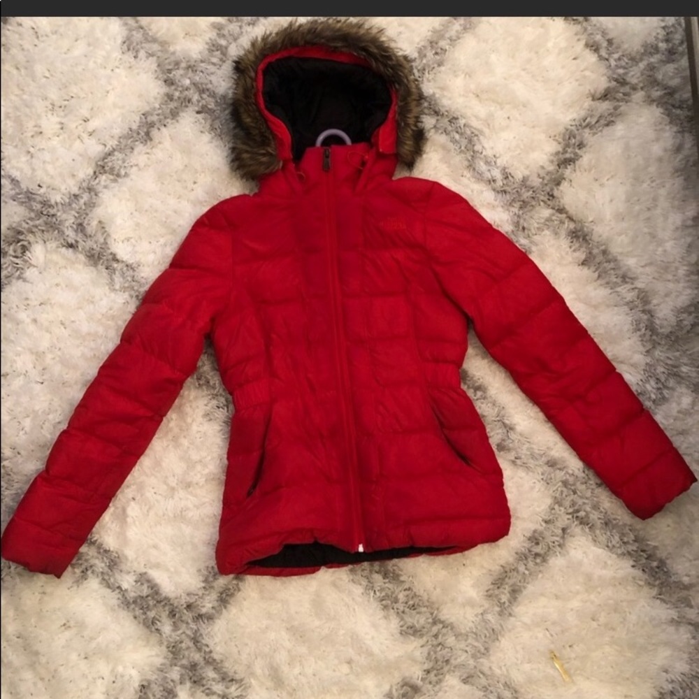 Red The NorthFace winter coat